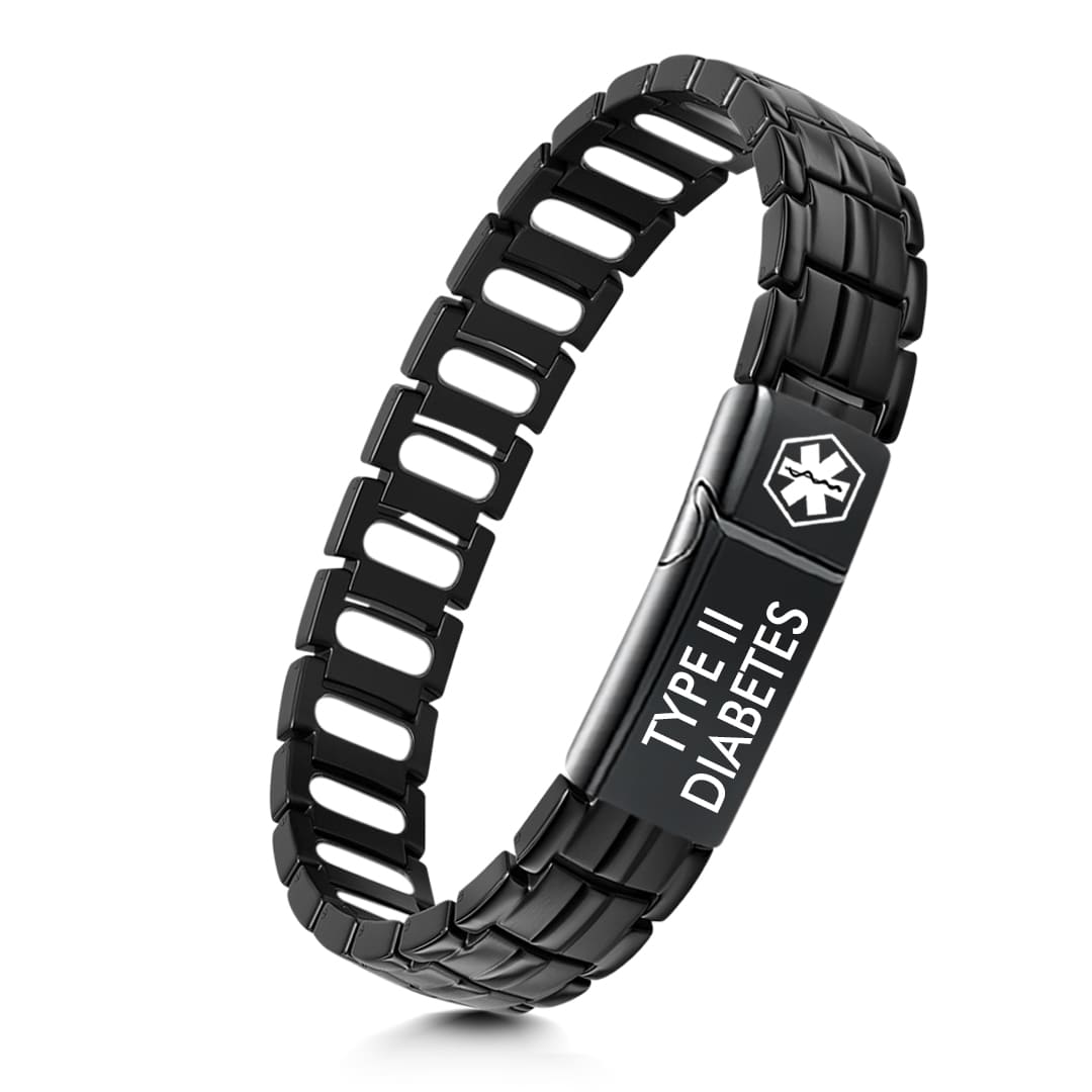 Men’s Titanium Diabetes Medical Alert Bracelet
