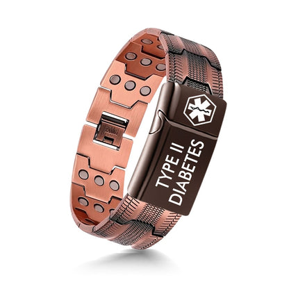 Men’s Copper Diabetes Medical Alert Bracelet